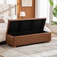 thumbnail image 2 of S-HOME 60.2 Inch Wide Chenille Upholstered Storage Bench With Tufted Flip-Top Design For Living Room And Bedroom Use，Brown, 2 of 8