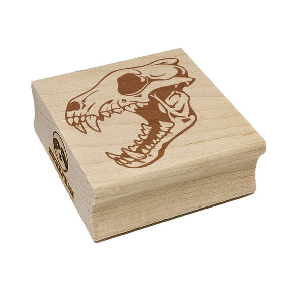 Gray Wolf Skull Square Rubber Stamp Stamping Scrapbooking Crafting - Large 2.75in