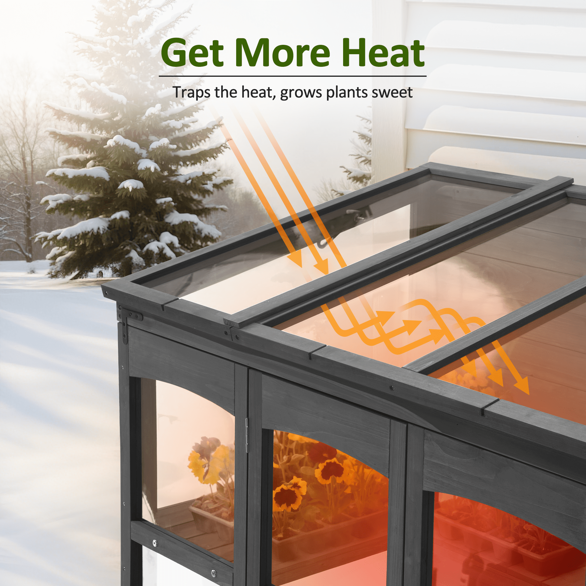 MCombo Wood Walk-in Outdoor Large Greenhouse 0899(Dark Grey)