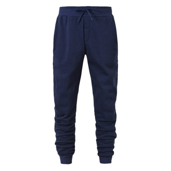 Vedolay Big and Tall Pants Men Solid Street Drawstring Trousers Casual Sports Pants Navy,L
