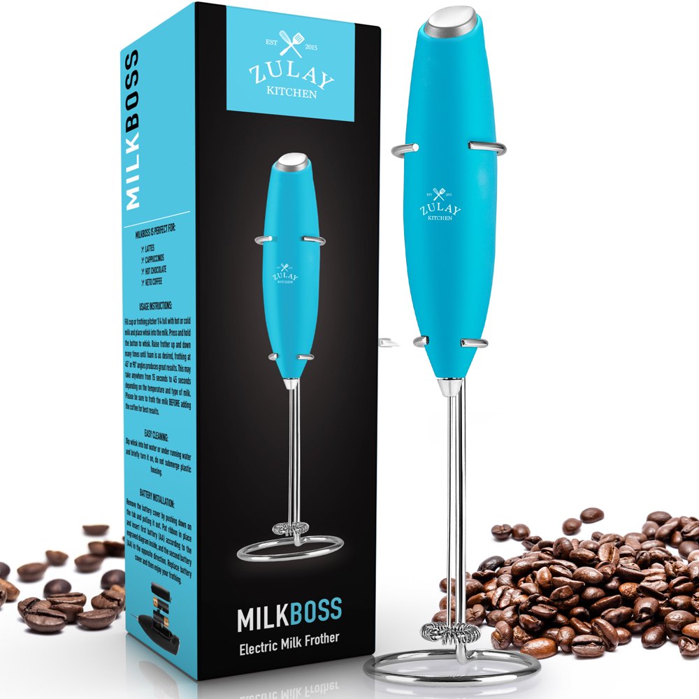 Zulay Kitchen High Powered Milk Frother Handheld Foam Maker for Lattes