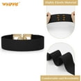thumbnail image 3 of Women Wide Elastic Waist Belt Fashion Hollow Out Square Gold Buckle Stretchy Belt Waistband for Ladies, 3 of 5