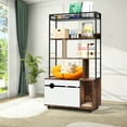 thumbnail image 2 of Accreate Large Hidden Cat Litter Box Encloure Furniture with 4-Tier Shelves and Scratching Post,Wooden Sturdy Cat Washroom Storage for Most Litter Boxes, 2 of 8