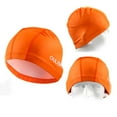 thumbnail image 2 of Adults PU Coated Swim Cap, Waterproof and Comfortable Swimming Hat for Men and Women, High Elasticity Head Cover for Long and Short Hair Orange, 2 of 2