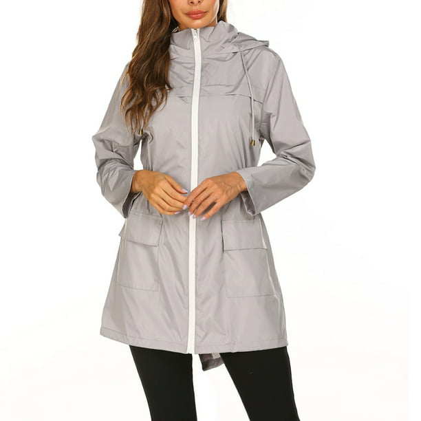 Women's Plus Size Water Repellent Long Raincoat Coat Women's Raincoat Rain Jacket Lightweight Coat Jacket Windbreaker with - Walmart.com