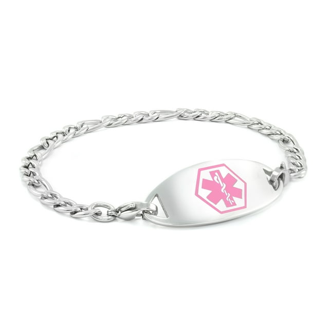 MedicEngraved Bracelet Chirurgical en Acier Inoxydable 316L avec Étiquette Médicale en Émail - Gravure Médicale Incluse