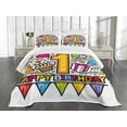 thumbnail image 3 of Ambesonne Birthday Quilted Bedspread Set 3 Pcs, Pop Art Style Party, King Size, Multicolor, 3 of 5