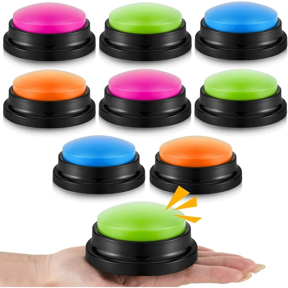 8 Pieces Recordable Answer Buzzers Button Game Show Buzzers Recording Buttons Gifts for Back to School Classroom Team Trivia Games(Fresh Color)