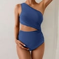 thumbnail image 6 of Neewe Women's Maternity Vacation Style Solid Color Romantic Off-shoulder Backless Bikini Drawstring Style Loose Shoulder Strap Swimsuit, 6 of 6