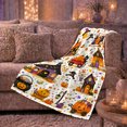 thumbnail image 6 of Whimsical autumn celebration Village Scene Cartoonish Ghosts Black Cat, Warm Flannel Blanket for Living Room and Bedroom, Playful Pet Portrait Pattern, Cat Lovers autumn celebration Gift, 6 of 9