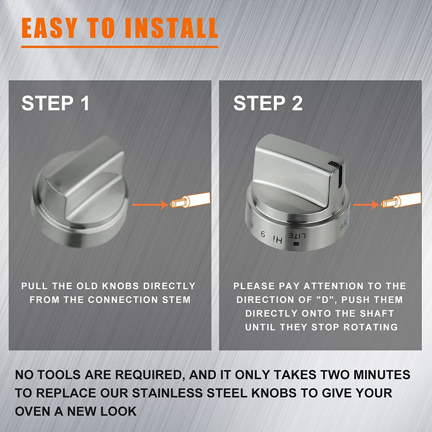 5 Pack Stainless Steel WB03x24818 Gas Stove Knob Replacement for ,PS11729081 AP5989029 Stainless Steel Stove Replacement Knobs,Compatible with ge Stove Knob（Not Universal）