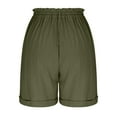 thumbnail image 3 of POTETI High Waisted Women's Bermuda Shorts Casual Plus Size Womens Shorts Army Green Drawstring Solid Loose Zipper with Pockets Shorts, 3 of 5