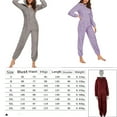 thumbnail image 6 of Women's Fleece Onesie Pajamas One Piece Winter Warm Cozy Plush Hooded Zipper Jumpsuit Pajama Sleepwear Plus Size, 6 of 6