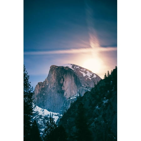 Moon Half Dome Moon Glow, Half Dome, Yosemite National Park, Hiking Outdoors Print Wall Art By Vincent James ()