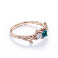 thumbnail image 4 of Branch Leaf Design - 1 Carat Princess Cut Lab Grown Alexandrite and Moissanite - Three Stone Engagement Ring - 18K Rose Gold Plating over Silver, 4 of 4