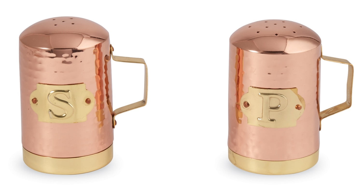 Mud Pie Copper and Brass Finish Salt and Pepper Shakers Metal with