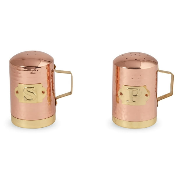 Mud Pie Copper and Brass Finish Salt and Pepper Shakers Metal with
