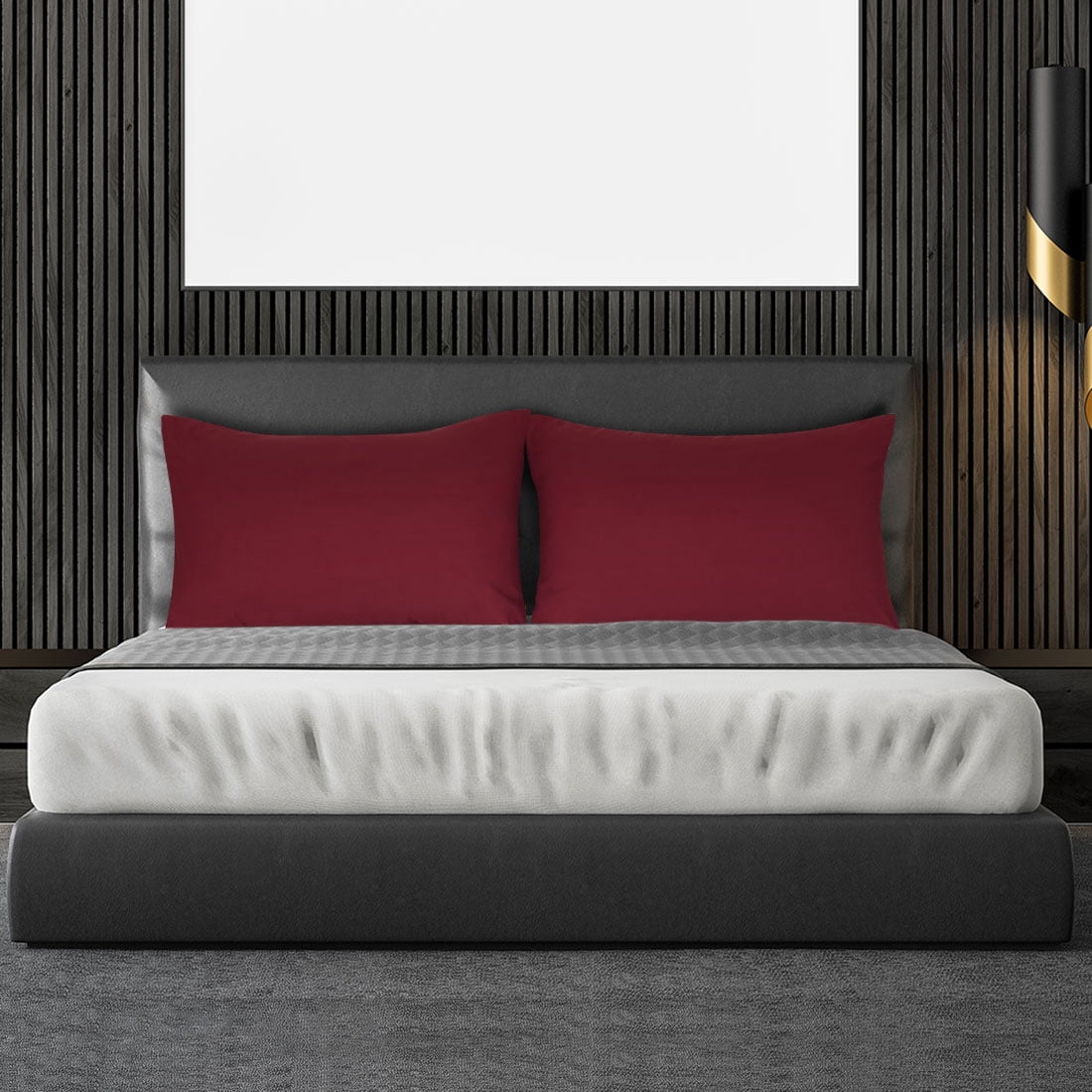 Unique Bargains 4-Pack Solid Microfiber Pillowcases Burgundy Travel(14"x20")