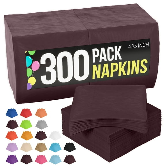 Crown Display Brown Beverage Napkins - 300 Count