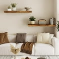 thumbnail image 2 of Wood Floating Shelves for Wall, 22" Long Wall Mounted Shelves for Living Room, Bedroom, Bathroom and Kitchen, Wall Shelves for Storage, Books, Room Decor (Rustic Brown, Set of 2), 2 of 14