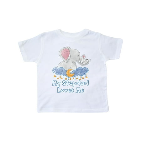 

Inktastic My Stepdad Loves Me Cute Elephants Clouds Moon and Stars Gift Toddler Boy or Toddler Girl T-Shirt