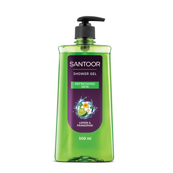 Santoor Lemon & Frangipani Refreshing Shower Gel For Women| Daily Bath Body Wash With Natural Extracts For Soft And Fresh Skin| Ph Balanced, Paraben & Silicone-Free| Derm