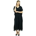 thumbnail image 2 of Bimba Robe de Nuit Longue Maxi Kimono Kaftan en Rayonne pour Femmes avec Cordon de Serrage et Franges, 2 of 6