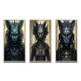 thumbnail image 2 of Designart "Bastet Ancient Egyptian Cat Goddess VIII" Fashion Woman Framed Wall Art Set Of 3 - Black Glam Frame Canvas Set For Living Room Decor, 2 of 6