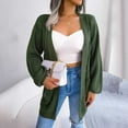 thumbnail image 4 of IROINNID Women's Cardigan Open Front Coat Solid Color Long Sleeve Casual Autumn Winter Pocket Cardigan Sweater Jacket Tops, Army Green, 4 of 6