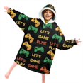 thumbnail image 4 of Game Controller Black Pattern Lamb Fleece Blanket Hoodies for Teens ,Teens Oversize Sherpa Wearable Hooded Blanket Sweatshirt with Super Pockets, 4 of 6