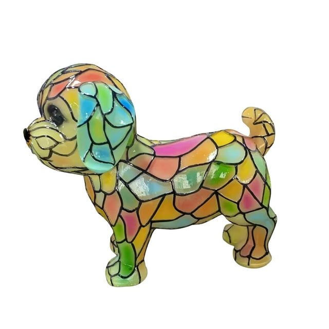 LED Desk Lamp Dog-Shaped Resin Table Lamp with Flexible Neck and Push-Button Switch for Desk or Nightstand Use