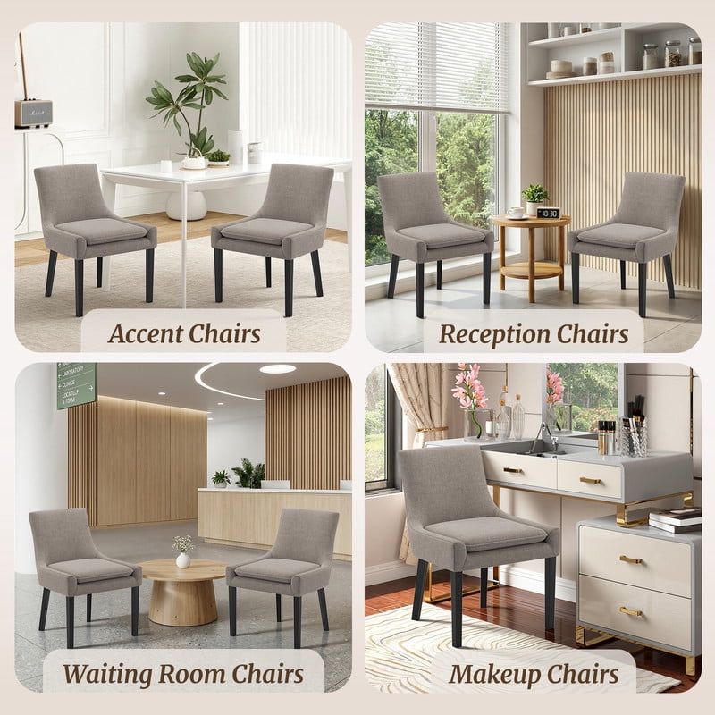 COLAMY Mid-Back Corduroy Dining Chairs, Upholstered Accent Side Chairs - Camel (Set of 2)