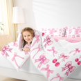 thumbnail image 3 of jejeloiu Cherry Bowknot Monogram P Twin Comforter Sets For Girls,Girly Bow tie Initial Print Bedding Set For Kids,Pink Reversible,2 Pieces, 3 of 7