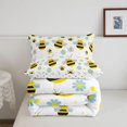 thumbnail image 5 of Erosebridal Dreamy Bug Bee Queen Comforter Set,Boho Florals Comforter Sets Queen,White Yellow,Polkadot Reversible,3 Pieces,1 Comforter and 2 Pillowcases, 5 of 7
