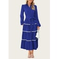 thumbnail image 2 of PRETTYGARDEN Womens Casual Dresses Loose Belted Long Lantern Sleeve Tiered Button Down Maxi Shirt Dress with Pockets, 2 of 6