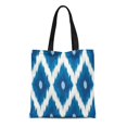 thumbnail image 1 of JSDART Sac Fourre-Tout en Toile Tribal Ikat Ogee dans Sac d'Épicerie Réutilisable Bleu et Blanc Classique Traditionnel, 1 of 1