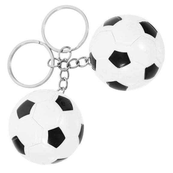 OUNONA 2PCS 4CM  Soccer Ball Keychains for Kids Party Favors and School Carnival Prizes (Black)
