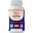 thumbnail image 3 of (2 pack) Vitamatic Biotin 5000mcg (5 mg) for Stronger Hair, Skin & Nails - 365 Vegan Tablets- Also Called Vitamin B7, 3 of 13