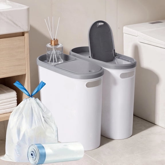 2pcs Bathroom Trash Can(Includes Trash Bags)
