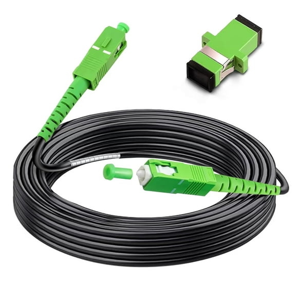 50 Meters Outdoor Armored SC/APC to SC/APC Fiber Optic Internet Cable, Low Friction Single Mode Patch Cable, Fiber