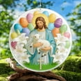 thumbnail image 3 of Yannianjz under $5 Easter Ornament, Easter Double Sided Jesus Ornament, Religious Scene Acrylic Hanging Decor, Resurrection Cross Ornament 8cm, Easter Holiday Wall Window Decoration, 3 of 5