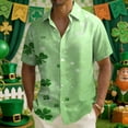 thumbnail image 1 of Ceisia Men's St. Patrick's Day Clover Print Short Sleeve Button-Down Shirt Collection | Mint Green Clover & Sparkle Scatter Print Button-Up Shirt Gifts, 1 of 8