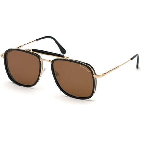 Tom Ford FT 0665 Sunglasses 01E Shiny Black Acetate Rims, Shiny Rose Gold/ Brown Lenses