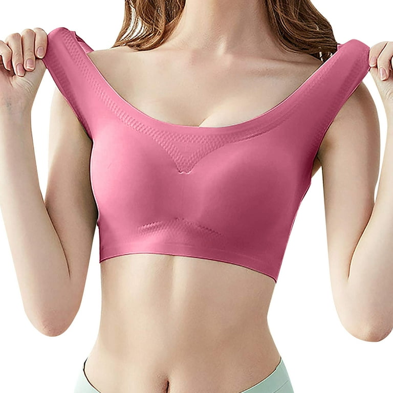 Zuwimk Bras For Women Plus Size,Women's Training Medium Support Good Level  Bra Padded Hot Pink,4XL 
