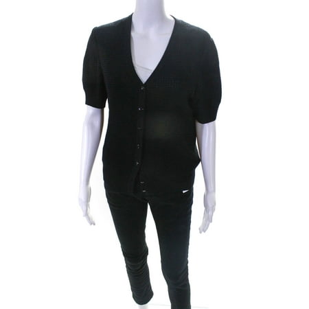 

Pre-owned|St. John Sport By Marie Gray Womens V Neck Wool Cardigan Black Size M