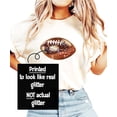 thumbnail image 2 of Ink-Printed Glitter Football Graphic Shirt for Women and Teens Fall Football Season Oversized Tee Ivory Shirt Adult Small, 2 of 7