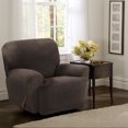 thumbnail image 2 of Zenna Home Narrow Stripe Patterned 4-Piece Recliner Stretch Slipcover, Mocha Brown, 2 of 7
