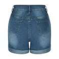 thumbnail image 6 of Edvintorg jean shorts women summer Women's Denim Button Zipper Short Summer Mid Waist Stretchy Pockets Jean Shorts Dark Blue S, 6 of 6