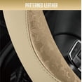 thumbnail image 3 of Steering Wheel Cover, Gold Patterned Leather Patchwork Design, Universal Fit 14.5"–15.5", Anti-Slip, Odor-Free, Soft PU Grain Leather, Durable Grip Car Accessory for Girls & Women, 3 of 16