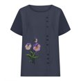 thumbnail image 3 of Fiudx Ofertas Del Día Camiseta de Verano con Cuello Redondo y Manga Corta para Mujer, Informal, con Botones Impresos, 3 of 3
